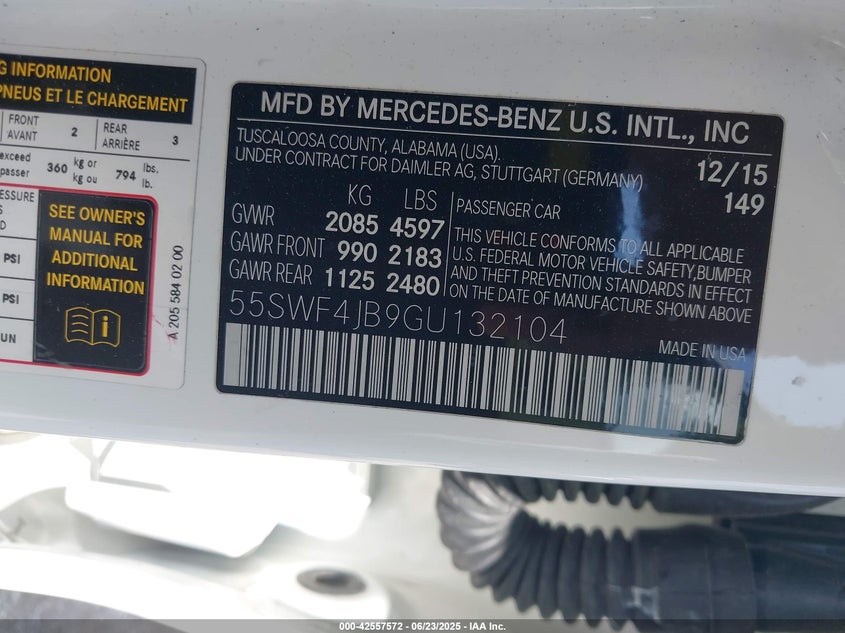 2016 MERCEDES-BENZ C 300 LUXURY/SPORT - 55SWF4JB9GU132104