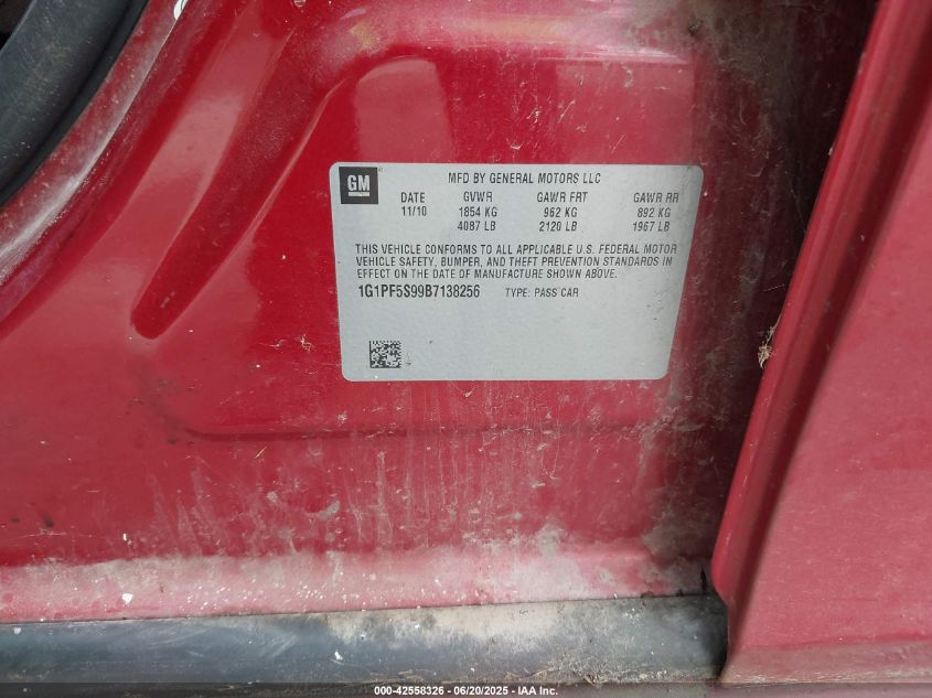 2011 Chevrolet Cruze 1Lt VIN: 1G1PF5S99B7138256 Lot: 42558326
