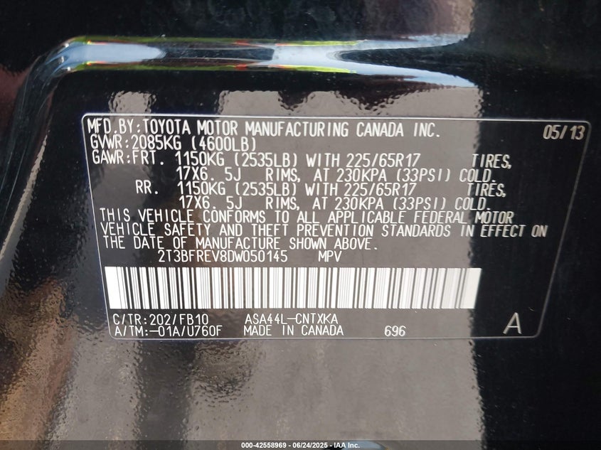 2013 TOYOTA RAV4 LE - 2T3BFREV8DW050145