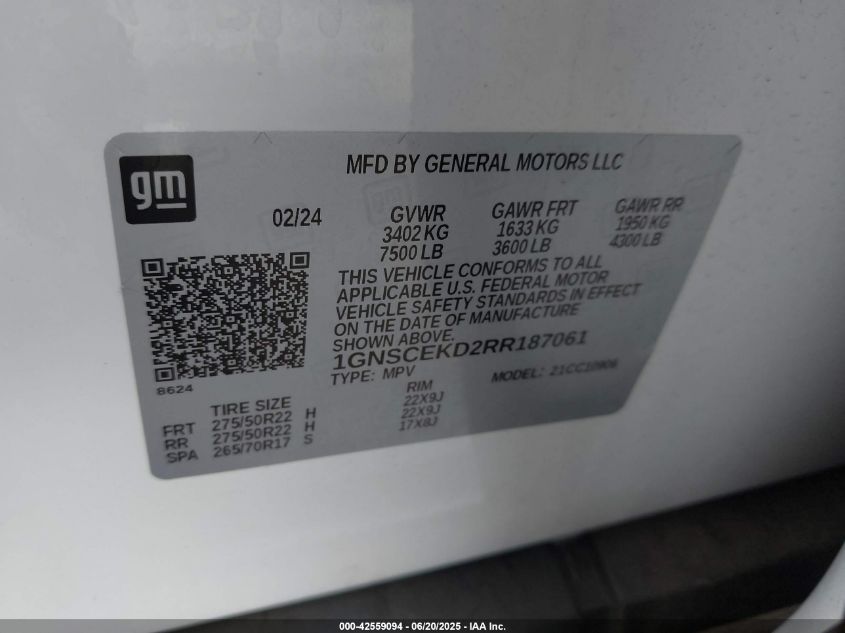 2024 Chevrolet Suburban - 1GNSCEKD2RR187061