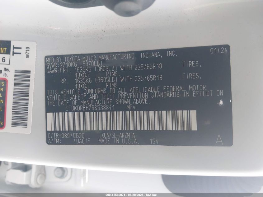 2024 Toyota Highlander - 5TDKDRBH7RS538841