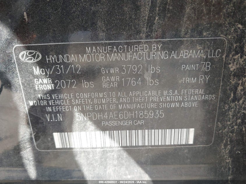 2013 HYUNDAI ELANTRA LIMITED - 5NPDH4AE6DH185935