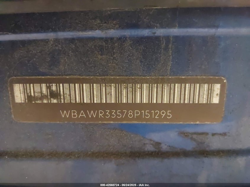 2008 BMW 328I VIN: WBAWR33578P151295 Lot: 42560724