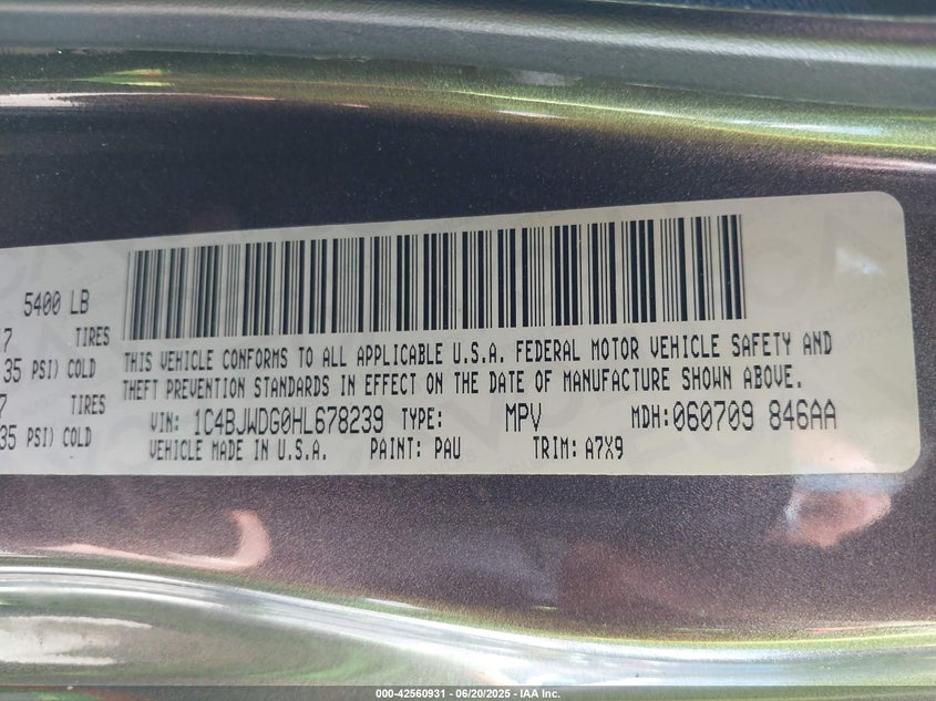 2017 JEEP WRANGLER UNLIMITED SPORT 4X4 - 1C4BJWDG0HL678239