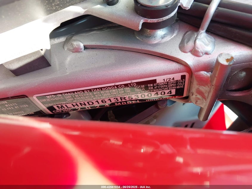 VIN MLHND1613R5300404 2024 HONDA CRF300 L