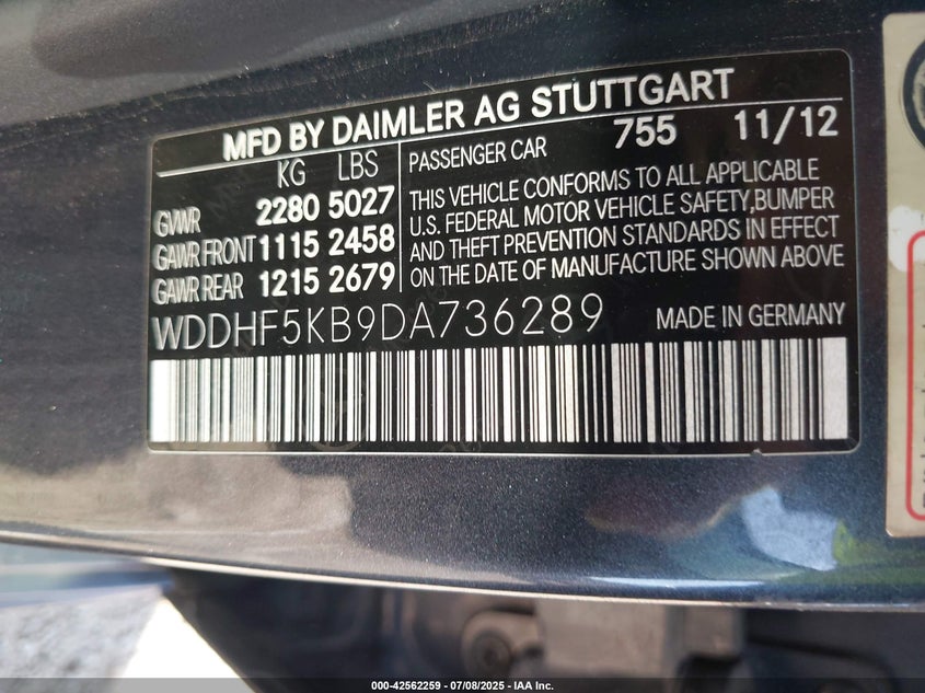 2013 MERCEDES-BENZ E 350 - WDDHF5KB9DA736289