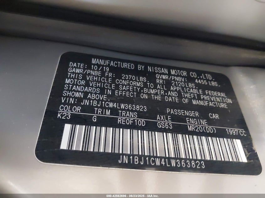 2020 NISSAN ROGUE SPORT S AWD XTRONIC CVT - JN1BJ1CW4LW363823