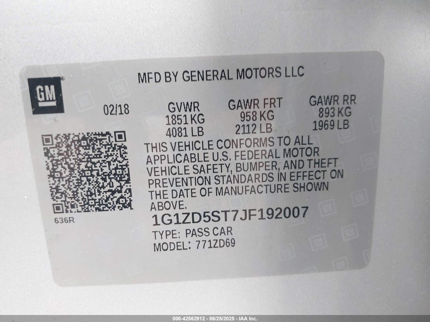 2018 CHEVROLET MALIBU LT - 1G1ZD5ST7JF192007