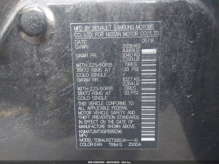 2016 NISSAN ROGUE SL - KNMAT2MT3GP699296