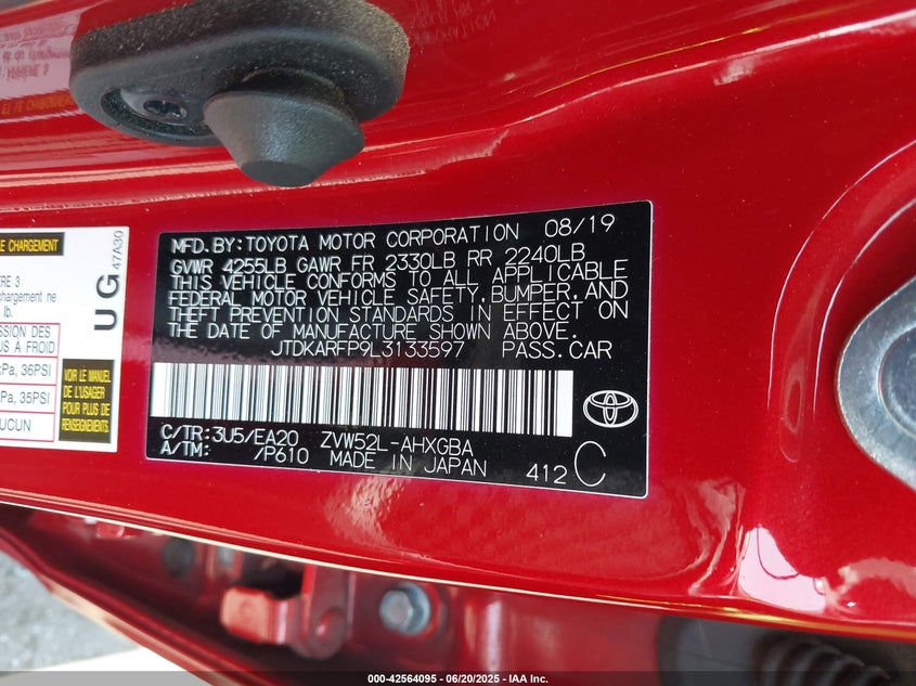 2020 TOYOTA PRIUS PRIME LIMITED - JTDKARFP9L3133597