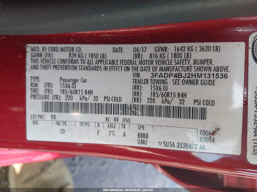 2017 FORD FIESTA SE - 3FADP4BJ2HM131536