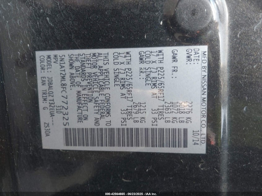 2015 NISSAN ROGUE SV - 5N1AT2ML8FC772325