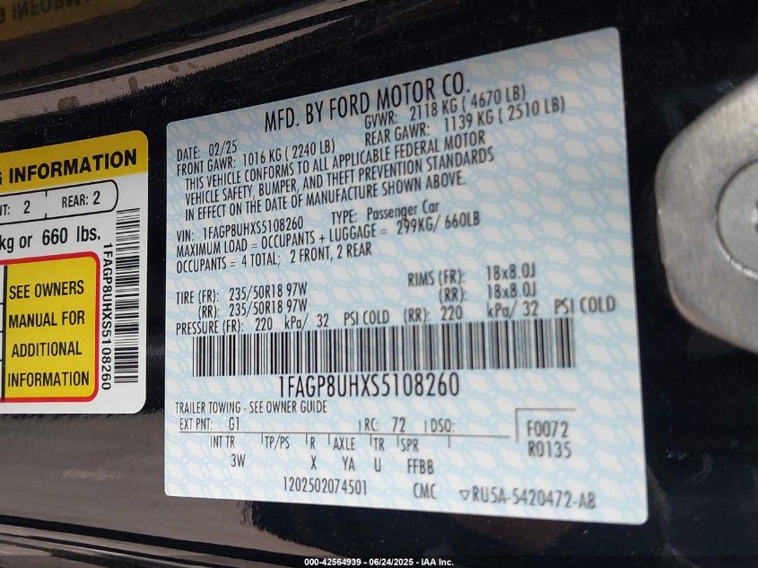 2025 Ford Mustang - 1FAGP8UHXS5108260