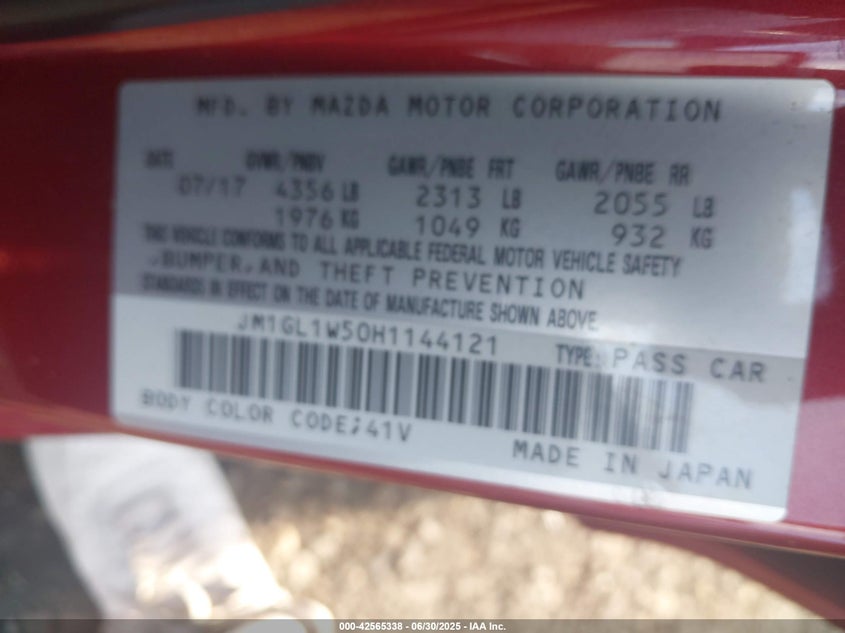 2017 MAZDA MAZDA6 GRAND TOURING - JM1GL1W50H1144121