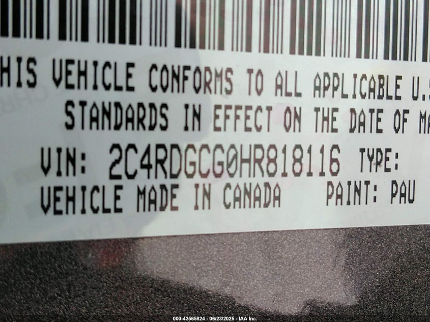 2017 DODGE GRAND CARAVAN SXT - 2C4RDGCG0HR818116