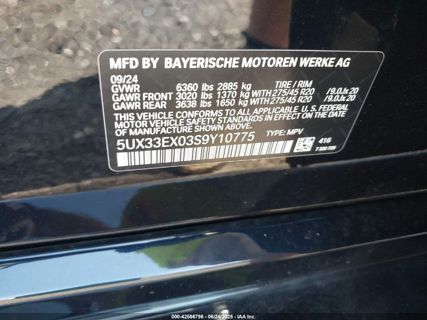 2025 BMW X6 - 5UX33EX03S9Y10775