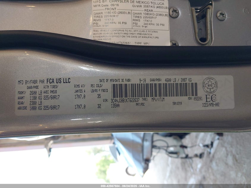 2019 JEEP COMPASS NORTH - 3C4NJDBB1KT622637