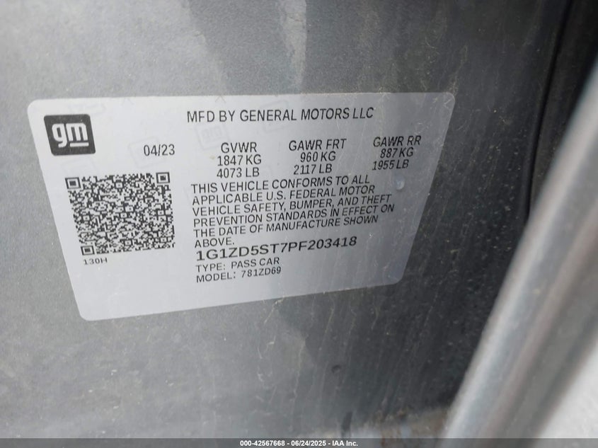 2023 CHEVROLET MALIBU VIN: 1G1ZD5ST7PF203418
