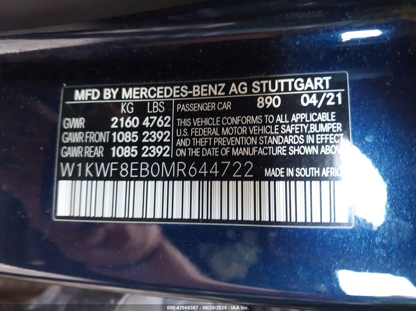 2021 MERCEDES-BENZ C 300 4MATIC - W1KWF8EB0MR644722