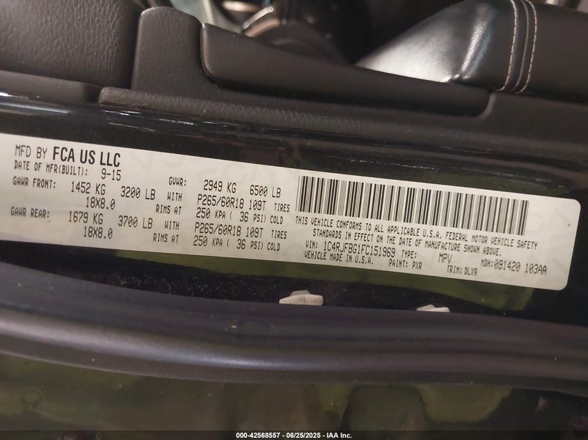 2015 JEEP GRAND CHEROKEE LIMITED - 1C4RJFBG1FC151969