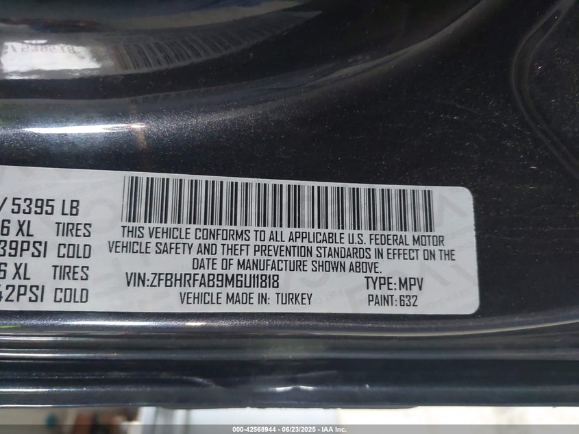 2021 RAM PROMASTER CITY TRADESMAN - ZFBHRFAB9M6U11818