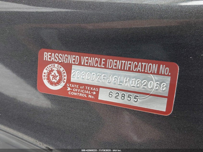 2020 Dodge Challenger R/T Scat Pack VIN: 2C3CDZFJ6LH182068 Lot: 42569233