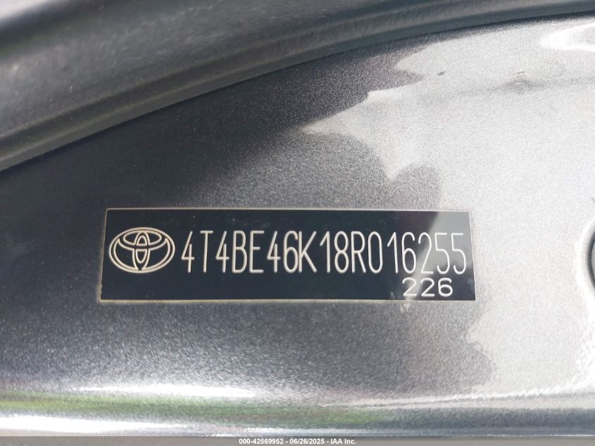 2008 Toyota Camry Le VIN: 4T4BE46K18R016255 Lot: 42569952