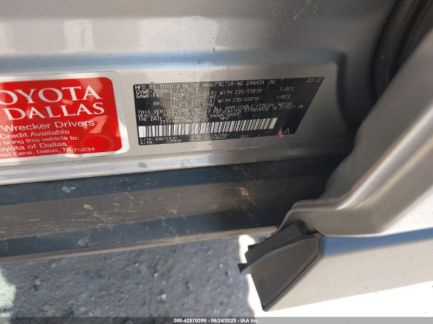 2022 Toyota Rav4 Limited VIN: 2T3Y1RFV5NW198522 Lot: 42570399