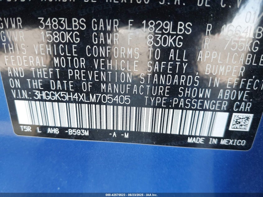 2020 HONDA FIT LX - 3HGGK5H4XLM705405