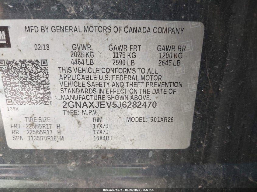 2018 CHEVROLET EQUINOX LT - 2GNAXJEV5J6282470