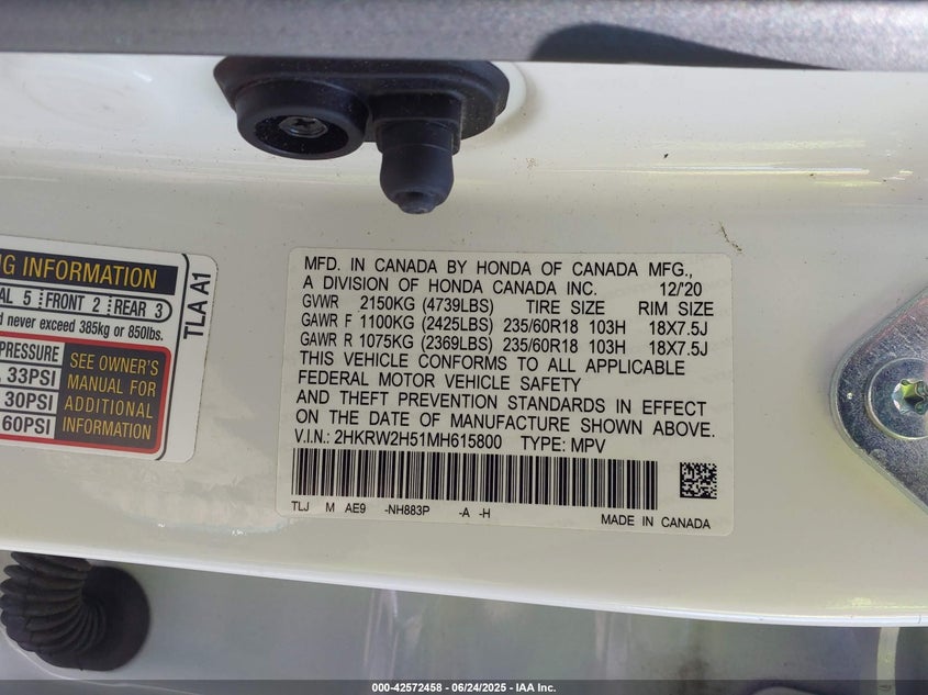 2021 HONDA CR-V AWD EX - 2HKRW2H51MH615800