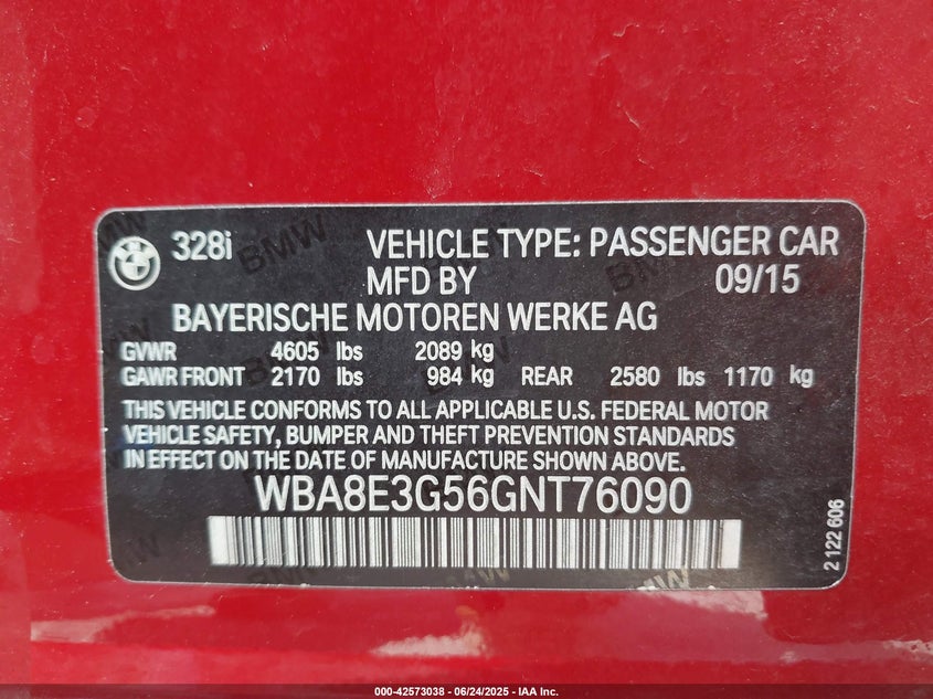 2016 BMW 328I XDRIVE WBA8E3G56GNT76090