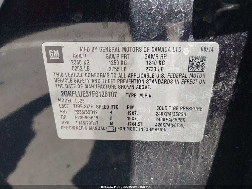 2015 GMC TERRAIN DENALI - 2GKFLUE31F6126707