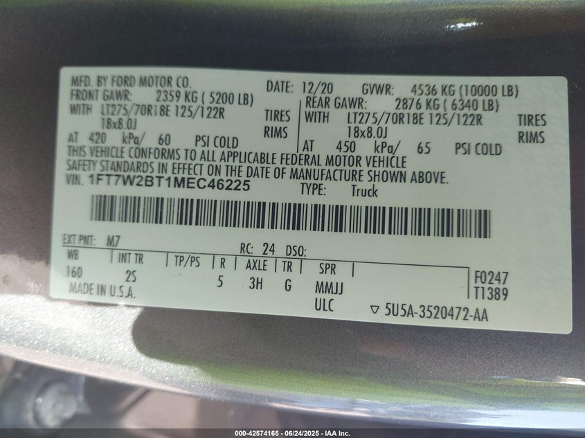 2021 FORD F-250 XLT - 1FT7W2BT1MEC46225