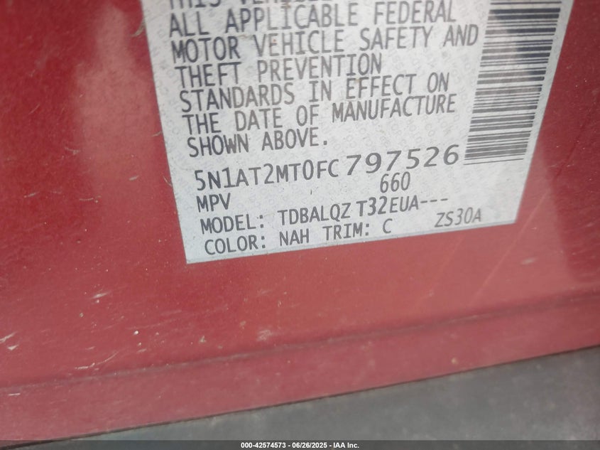 2015 NISSAN ROGUE SV - 5N1AT2MT0FC797526