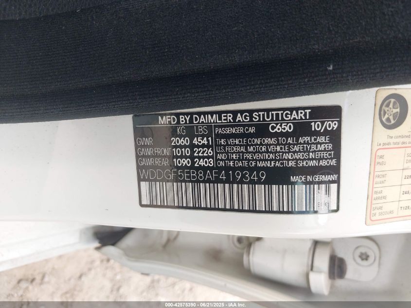2010 Mercedes-Benz C 300 Luxury/Sport VIN: WDDGF5EB8AF419349 Lot: 42575390