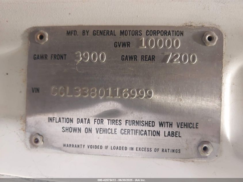 1978 Chevrolet Van VIN: CGL3380116999 Lot: 42575413