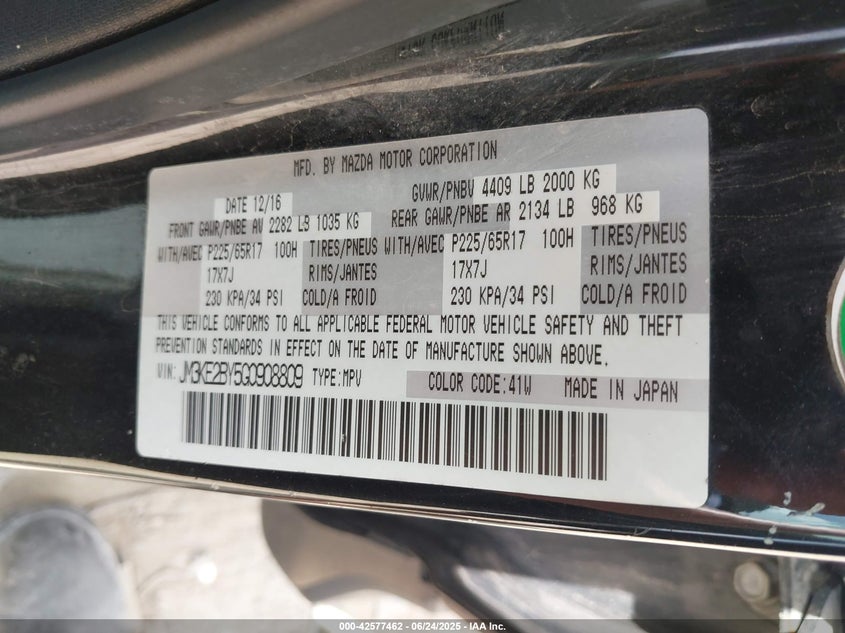 2016 MAZDA CX-5 SPORT - JM3KE2BY5G0908809