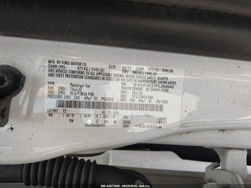 2015 FORD FOCUS SE - 1FADP3K23FL294942