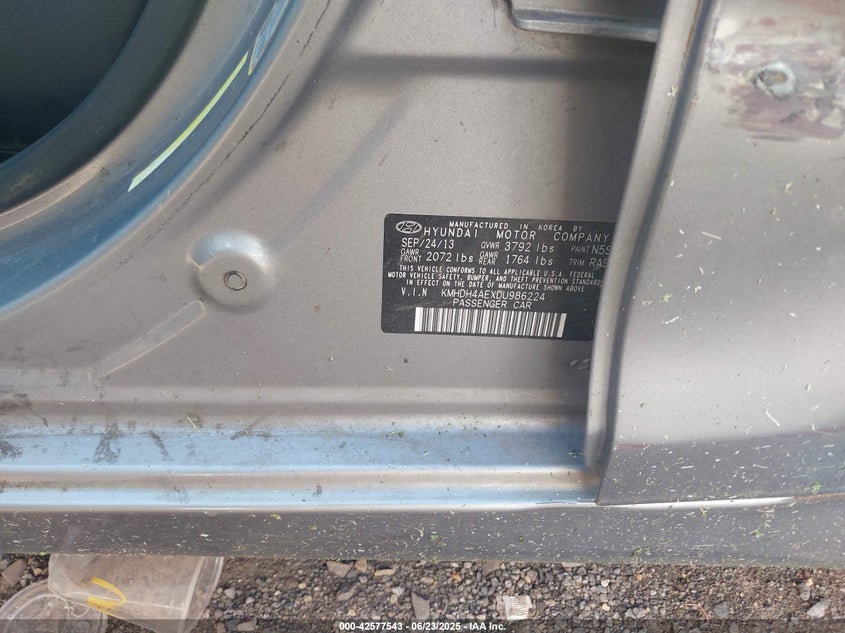 2013 Hyundai Elantra Gls (Ulsan Plant) VIN: KMHDH4AEXDU986224 Lot: 42577543