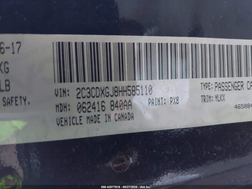 2017 Dodge Charger Daytona 392 Rwd VIN: 2C3CDXGJ8HH585110 Lot: 42577616