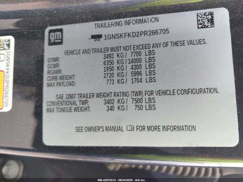 2023 Chevrolet Suburban - 1GNSKFKD2PR266705