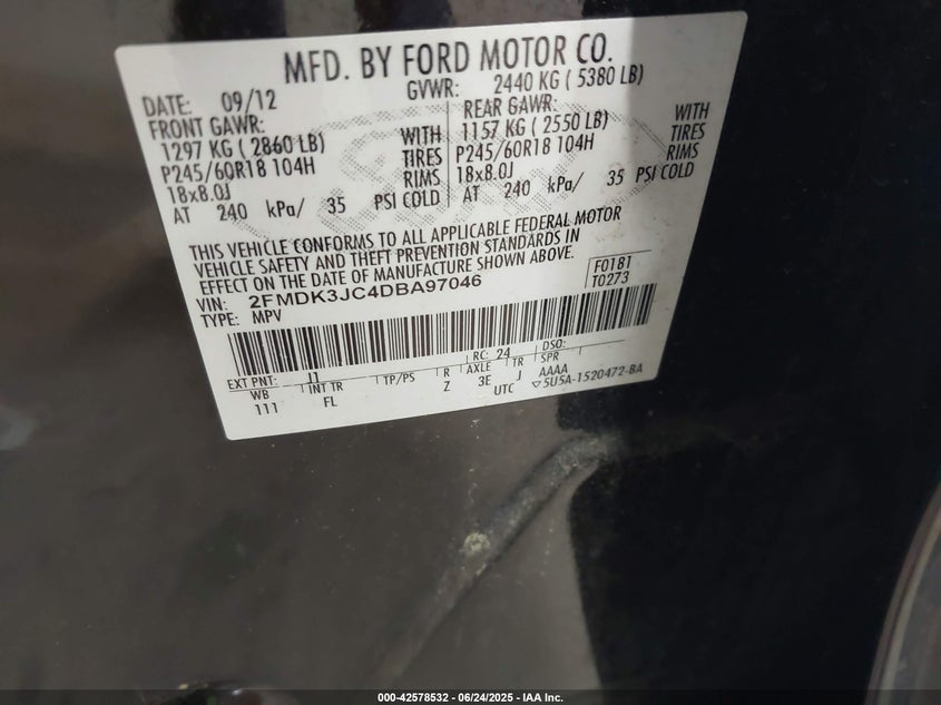 2013 FORD EDGE SEL - 2FMDK3JC4DBA97046