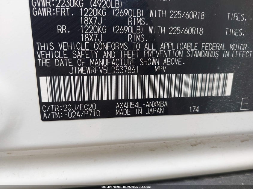 2020 TOYOTA RAV4 HYBRID XSE - JTMEWRFV5LD537861