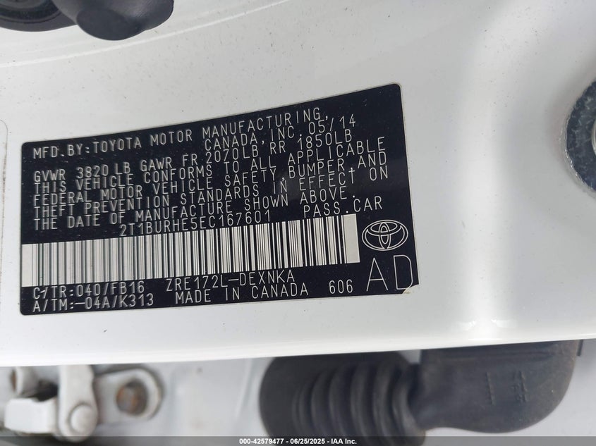 2014 TOYOTA COROLLA LE - 2T1BURHE5EC167601