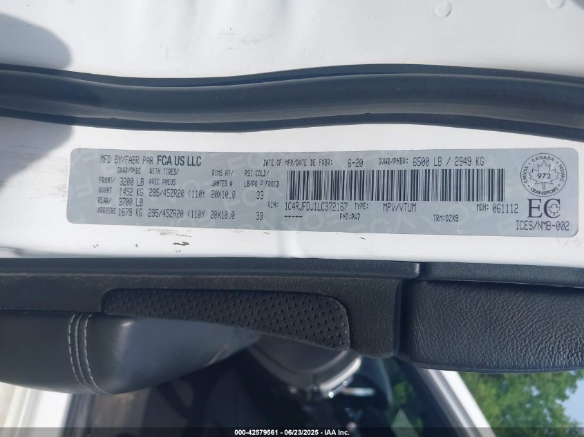 2020 Jeep Grand Cherokee - 1C4RJFDJ1LC372167