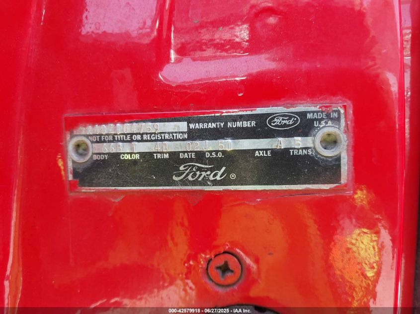 1967 Ford Ranchero VIN: 7K48Z104759 Lot: 42579918