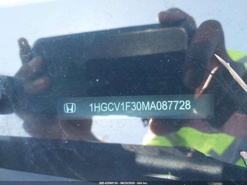2021 Honda Accord Sport VIN: 1HGCV1F30MA087728 Lot: 42580130