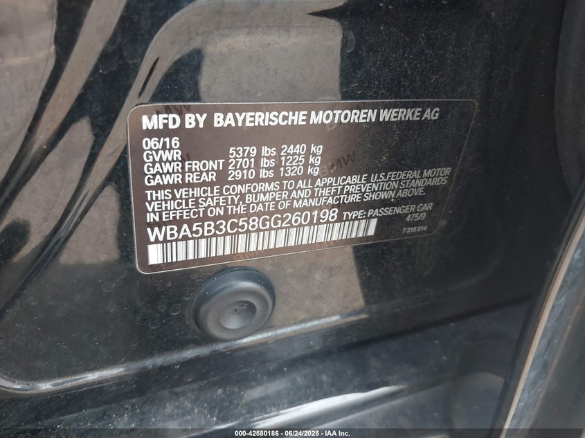 2016 BMW 535I XDRIVE - WBA5B3C58GG260198