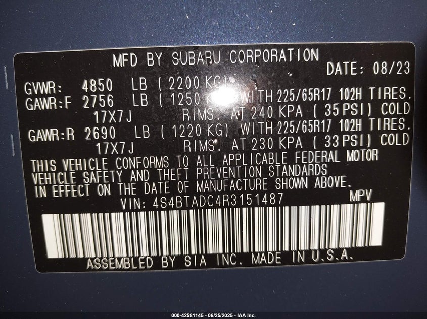 2024 SUBARU OUTBACK PREMIUM - 4S4BTADC4R3151487